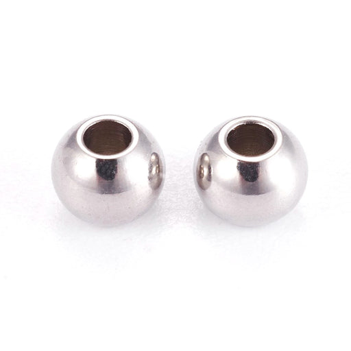 Kaufen Sie Perlen in der Schweiz Edelstahl runde Perlen, Stahlfarbe - 3x2mm Loch 1,2mm (50)
