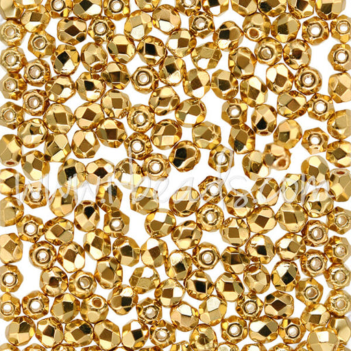 Kaufen Sie Perlen in der Schweiz Glasschliffperlen gold plated 24k 3mm (50)