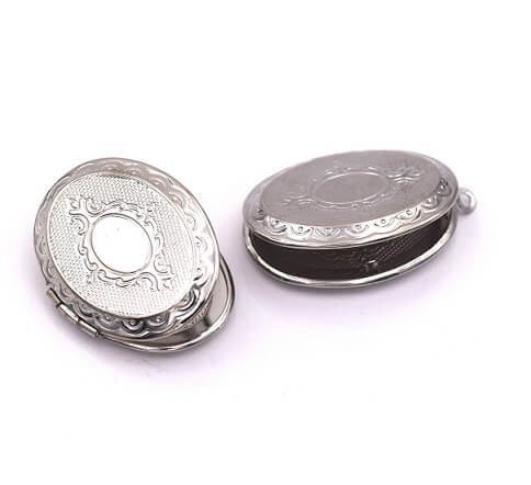 Achat Pendentif médaillon, ovale, laiton, rhodium, 30 x 23mm (1)