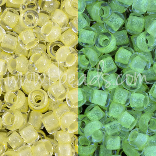 Kaufen Sie Perlen in der Schweiz cc2721 - Toho Rocailles Perlen 8/0 Glow in the dark yellow/bright green (10g)