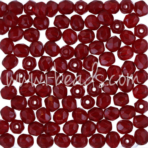 Perles facettes de bohème ruby 4mm (100)