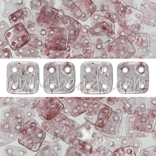 Kaufen Sie Perlen in der Schweiz 4 Loch Perlen CzechMates QuadraTile 6mm Luster Transparent Topaz Pink (10g)