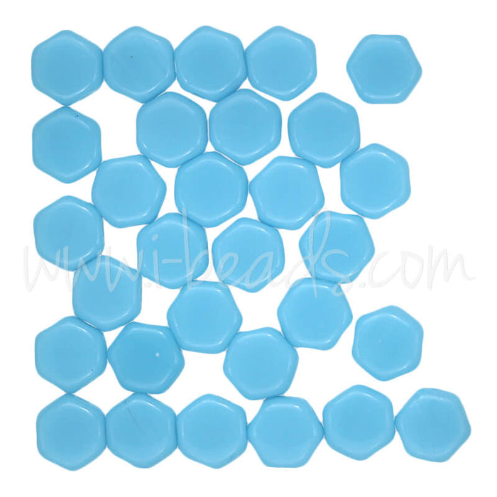 Honeycomb Perlen 6mm blue turquoise opaque (30)