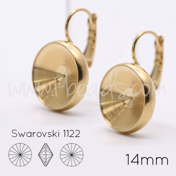 Serti boucle d'oreilles pour Swarovski 1122 rivoli 14mm doré (2)
