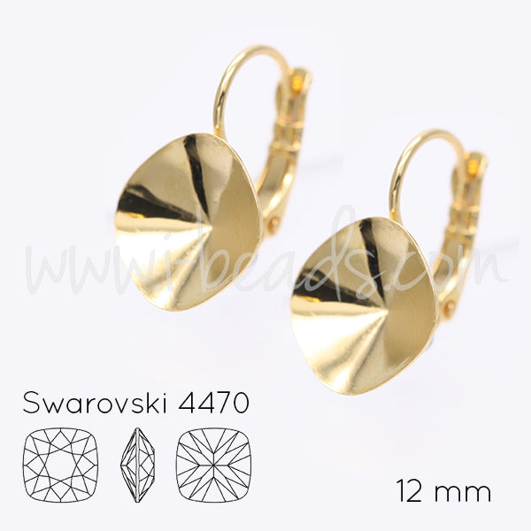 Serti boucle d'oreilles pour Swarovski 4470 12mm doré (2)