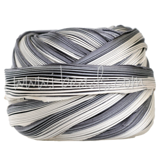 Ruban de soie Shibori cool ash (10cm)