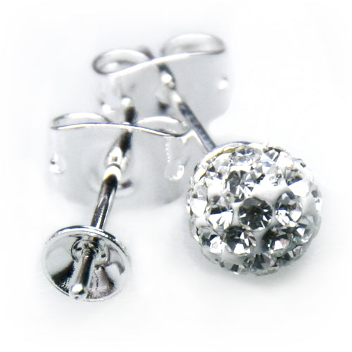 Ohrstecker mit Aufsatz für 6mm Perlen Silberfarben (2)