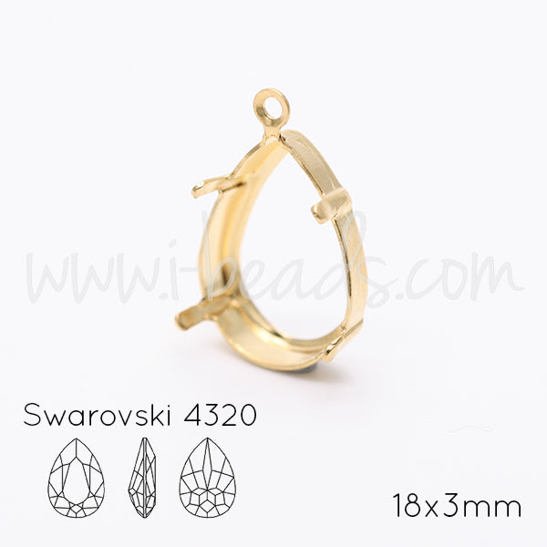 Serti pendentif pour Swarovski 4320 18x13mm doré (1)