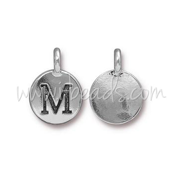 Achat Pendentif charm lettre M Argenté vieilli 11mm (1)