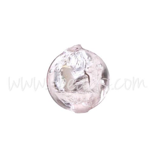 Kaufen Sie Perlen in der Schweiz Murano Glasperle Rund Amethyst und Silber 6mm (1)