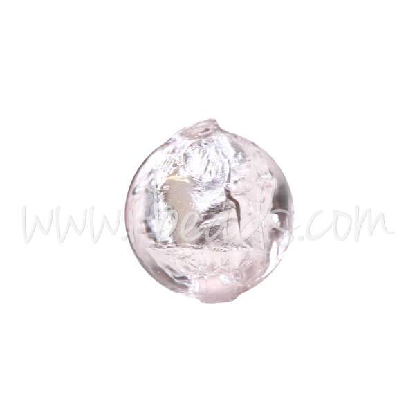 Perle de Murano ronde améthyste et argent 6mm (1)