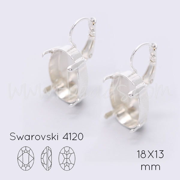 Serti boucle d'oreilles pour Swarovski 4120 18x13mm argenté (2)