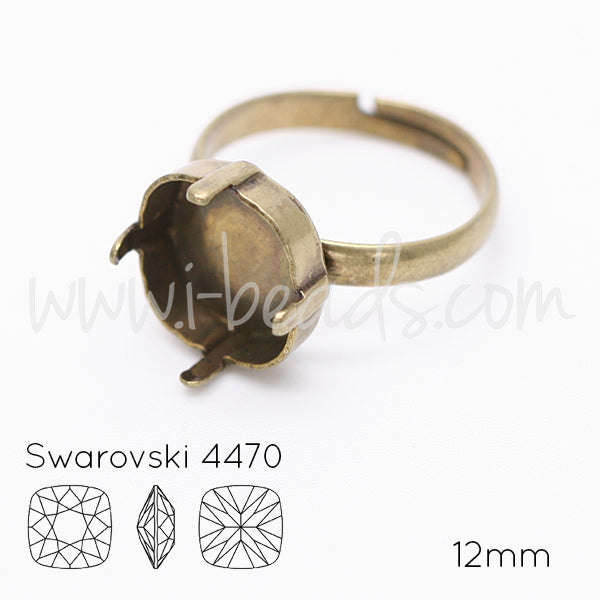 Serti bague ajustable pour Swarovski 4470 12mm laiton (1)