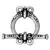 Kaufen Sie Perlen in der Schweiz Ring und Stab Verschluss Schnörkel Antik-Silberfarben15x20mm und 25mm (1)