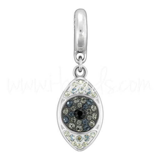Kaufen Sie Perlen in der Schweiz Swarovski 86564 BeCharmed pavé eye charm 14mm rhodium jet hematite-black diamond (1)