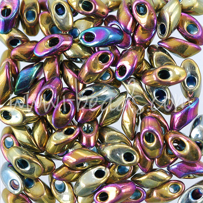 LMA188 Miyuki Long Magatama metallic purple gold iris (10g)