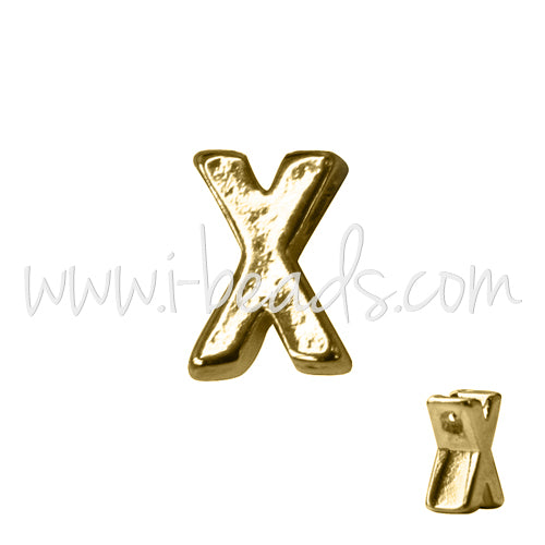 Buchstabenperle X vergoldet 7x6mm (1)