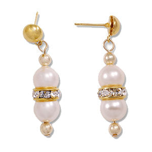 Kaufen Sie Perlen in der Schweiz Ohrstecker mit Kugel und Öse Goldfarben 4x12.5mm (10)