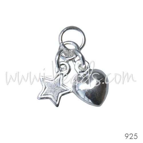 Charm customisation coeur et étoile argent 925 8mm(1)