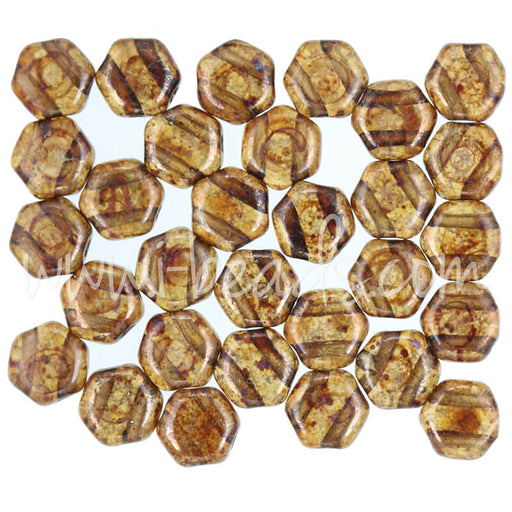 Achat Perles Honeycomb 6mm topaz bronze picassso (30)