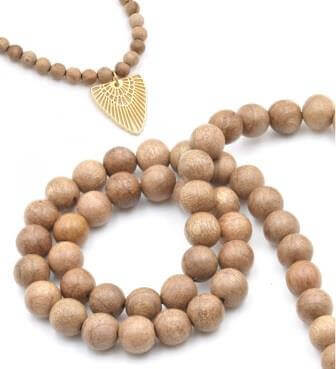 Kaufen Sie Perlen in der Schweiz Holzperlen, rund, natürlich, 7.5-8mm, Loch: 1mm, ca. 46 Stück (1 Strang)