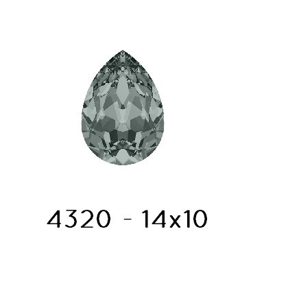 Kaufen Sie Perlen in der Schweiz Swarovski 4320 Fancy Stone PEAR- Black Diamond Foiled-14x10mm (1)