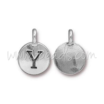 Pendentif charm lettre Y Argenté vieilli 11mm (1)