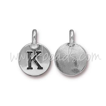 Achat Pendentif charm lettre K Argenté vieilli 11mm (1)