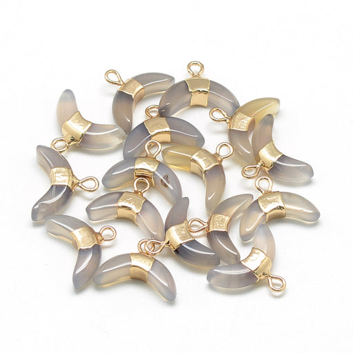 Kaufen Sie Perlen in der Schweiz Achat Horn Anhänger, vergoldet 12mm lang, 16mm Breite (1)