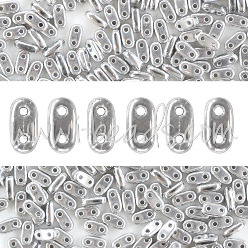 Kaufen Sie Perlen in der Schweiz 2 Loch Perlen CzechMates Bar 2x6mm Silver (10g)