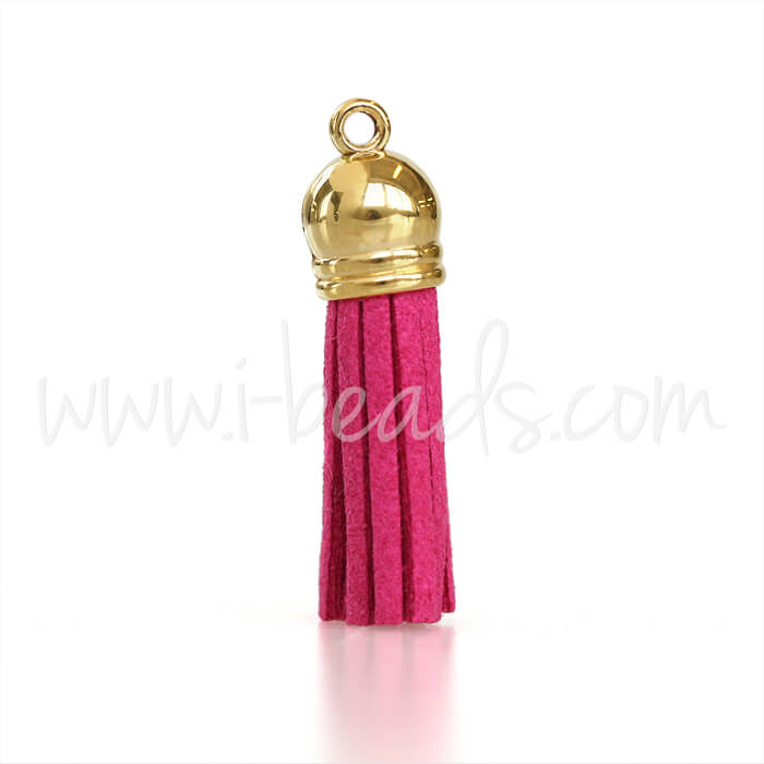 Pompon suédine fuchsia 36mm (1)