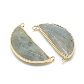 Pendentif labradorite serti laiton doré-36x20 Trou 2mm - vente à l'unité