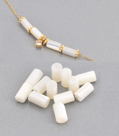 Kaufen Sie Perlen in der Schweiz Perlmutt weiss perlen Zylinder 8x3mm - Loch: 0,5mm (5)