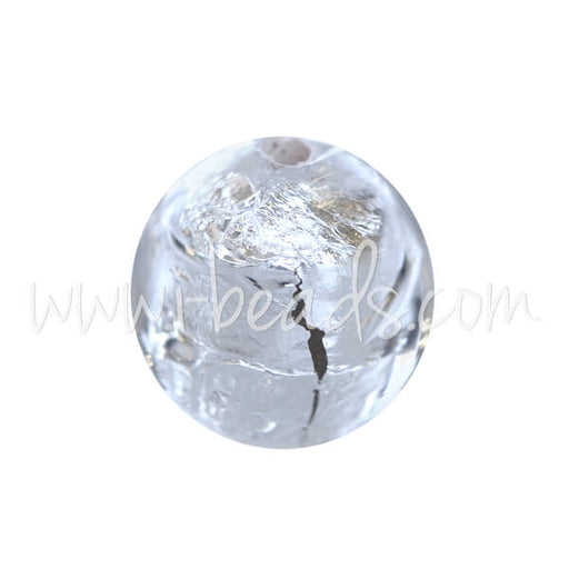 Kaufen Sie Perlen in der Schweiz Murano Glasperle Rund Kristall und Silber 8mm (1)