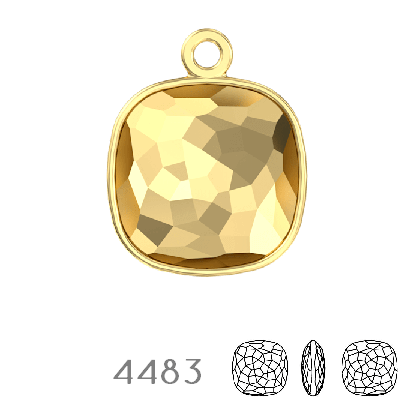 Kaufen Sie Perlen in der Schweiz 4483/J Swarovski Fantasy Cushion Fancy Stone Pendant setting Gold Plated - 10mm (1)