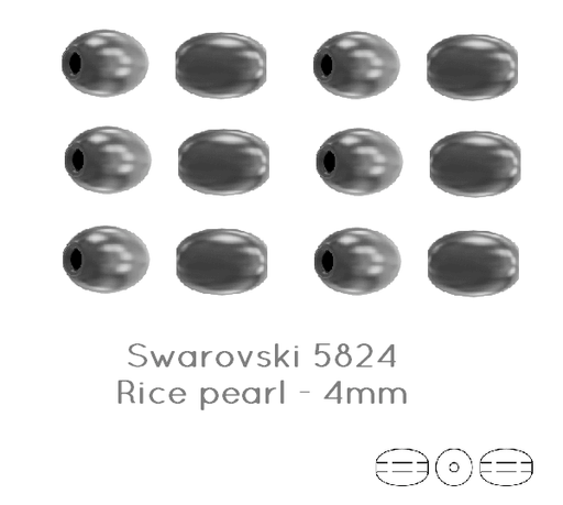 Kaufen Sie Perlen in der Schweiz 5824 Swarovski rice Dark Grey Pearl 4mm - 0.4mm (20)