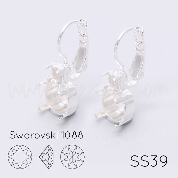 Serti boucle d'oreilles pour Swarovski 1088 SS39 et 4mm-pp31-SS19 argenté (2)