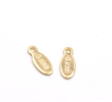 Kaufen Sie Perlen in der Schweiz Flache ovale Gold-Edelstahl-Medaille - Für Verlängerungskette - 10mm (2)