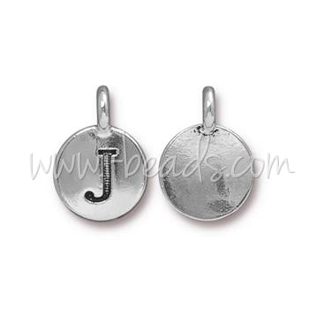 Achat Pendentif charm lettre J Argenté vieilli 11mm (1)