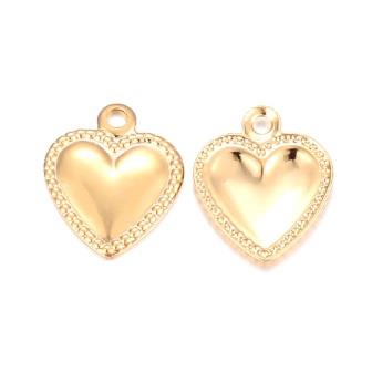 Kaufen Sie Perlen in der Schweiz Herzanhänger Edelstahl, GOLDEN -10,5mm (2)
