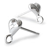 Boucles d'oreilles Clou coeur 6mm et anneau métal plaqué argent (4)