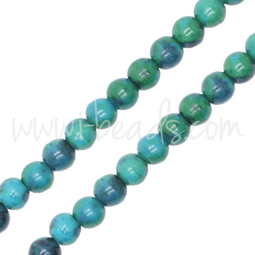 Kaufen Sie Perlen in der Schweiz Azurit Chrysokoll Runde 4mm Perlen am Strang (1)