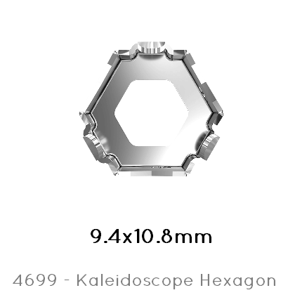 Kaufen Sie Perlen in der Schweiz Swarovski 4699/S Kaleidoscope Hexagon sew on setting Rhodium 9,4x10,8mm (1)