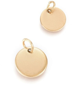 Kaufen Sie Perlen in der Schweiz Anhänger flach rund Edelstahl vergoldet mit Ring 10mm (2)