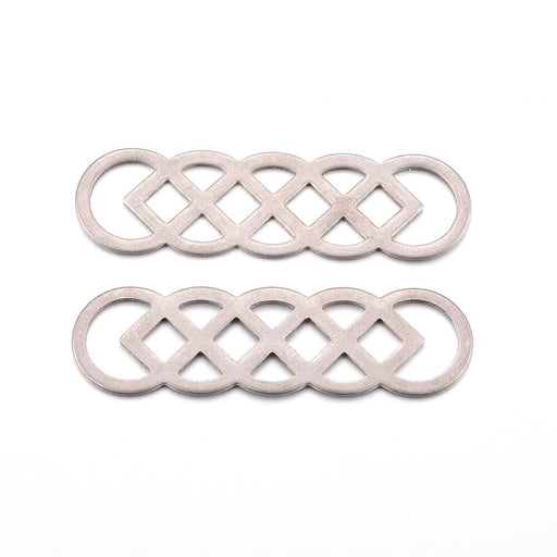 Kaufen Sie Perlen in der Schweiz Rechteckiger Rundverbinder - Stahl - Inox Farbe Platin 40x11mm (1)