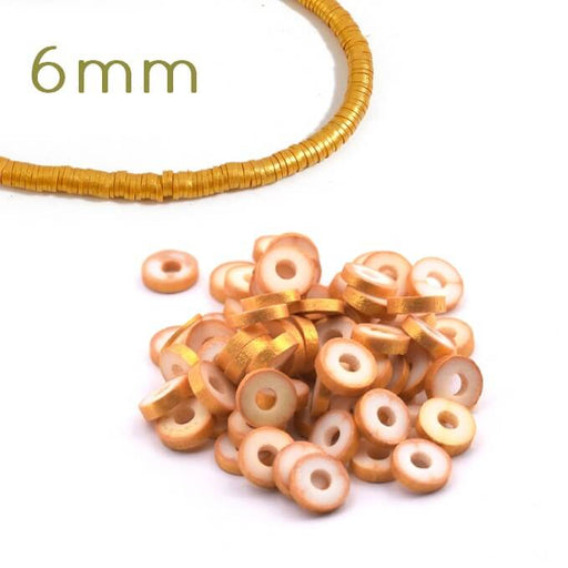 Kaufen Sie Perlen in der Schweiz Heishi-Perle 6x1-1.5mm - goldener Fimo (3.77g = 10cm)