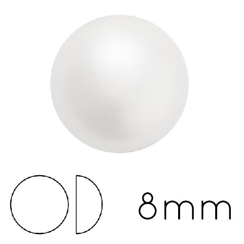 Kaufen Sie Perlen in der Schweiz Runder Cabochon Preciosa Weiß 8mm (4)