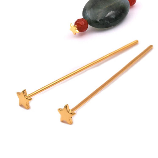 Clou tige en laiton doré or fin qualité avec étoile 31x4x0.7mm (2)