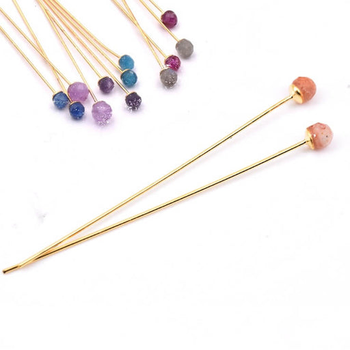 Clous doré 48mm avec quartz fraise opaque à facettes 3,5mm (2)