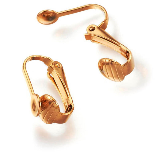 Kaufen Sie Perlen in der Schweiz Edelstahl GOLD Ohrring Clip-on Hoop 16x7.5mm (2)